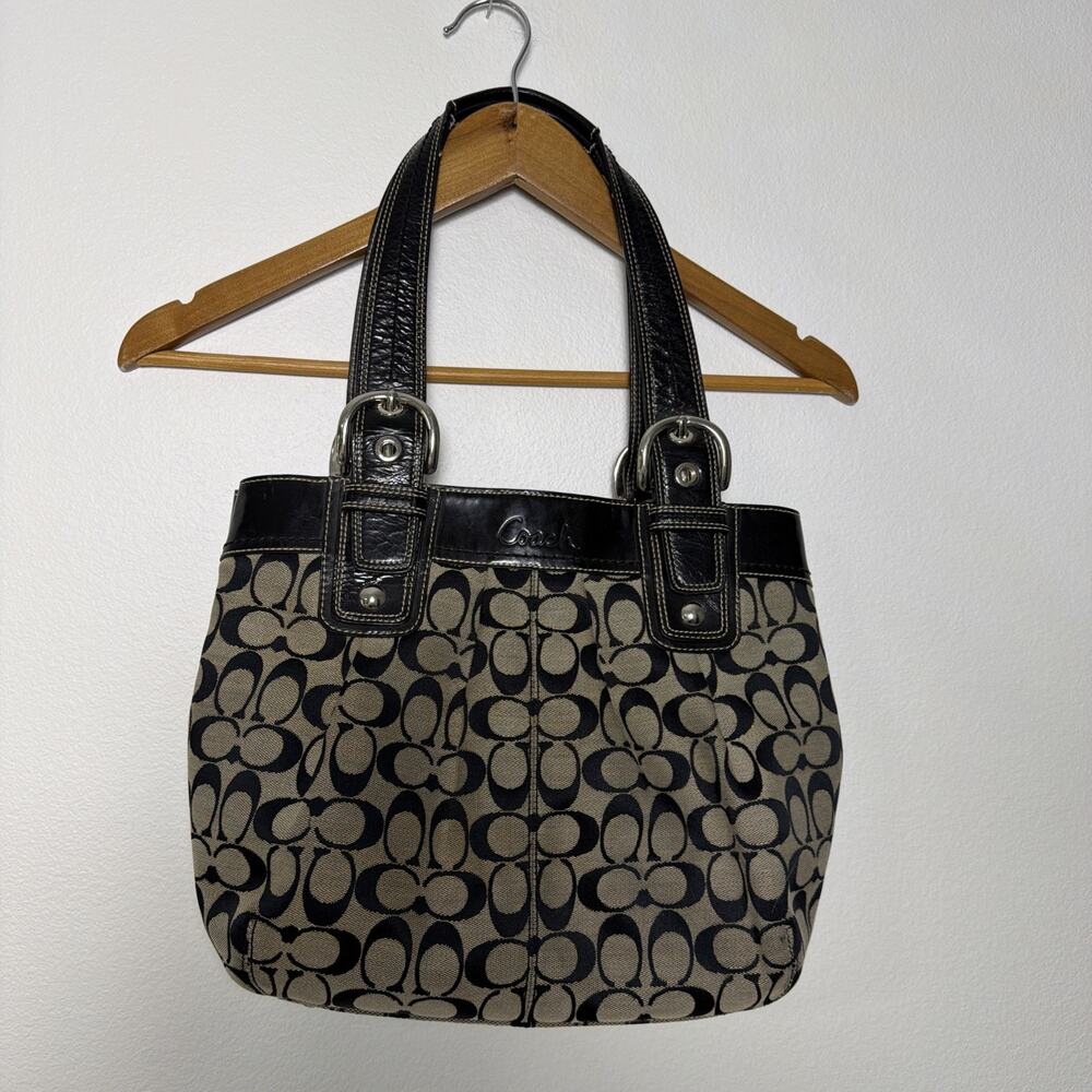 Vintage Y2K Coach Soho Pleated Signature Jacquard Shoulder Bag F15047 READ Black